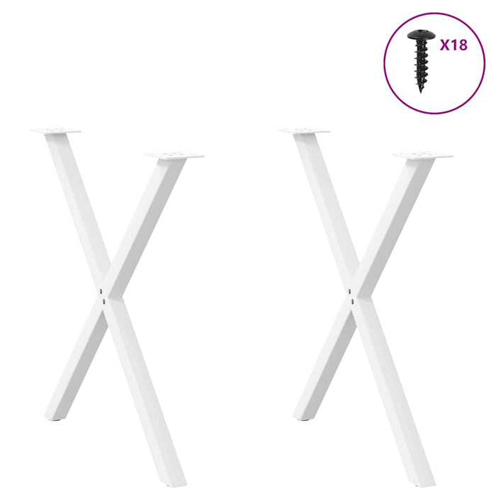 Dining Table Legs X-Shaped 2 pcs White 70x(72-73) cm Steel