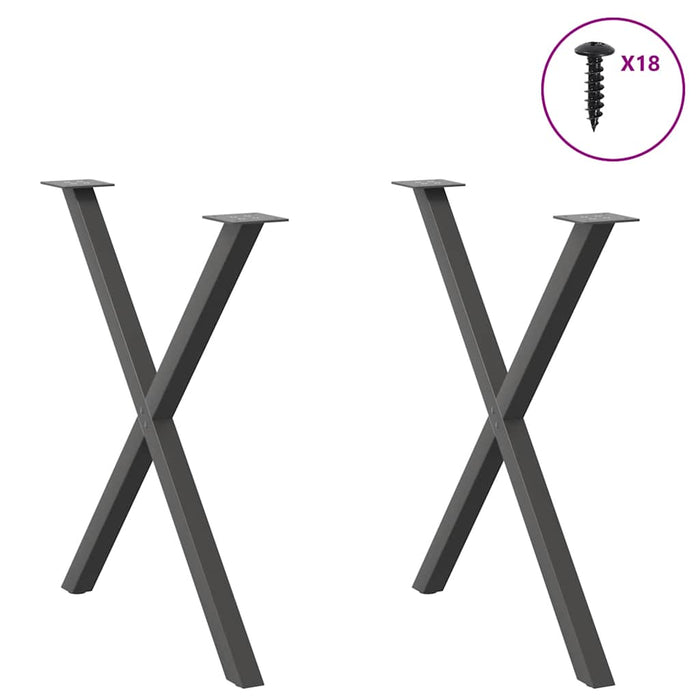 Dining Table Legs X-Shaped 2 pcs Anthracite 70x(72-73) cm Steel