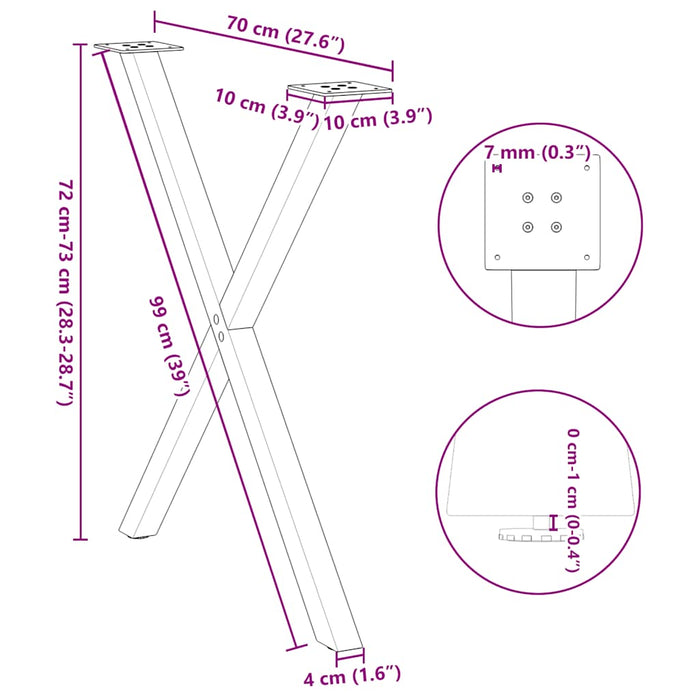 Dining Table Legs X-Shaped 2 pcs Anthracite 70x(72-73) cm Steel