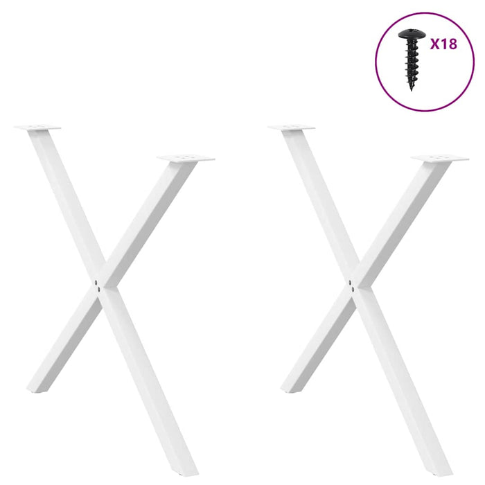 Dining Table Legs X-Shaped 2 pcs White 90x(72-73) cm Steel