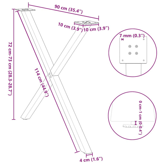 Dining Table Legs X-Shaped 2 pcs White 90x(72-73) cm Steel