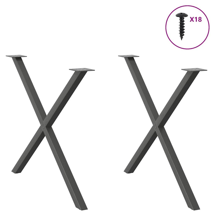 Dining Table Legs X-Shaped 2 pcs Anthracite 90x(72-73) cm Steel