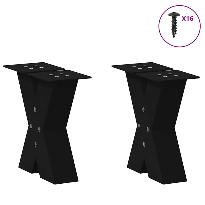 Coffee Table Legs X-Shaped 2 pcs Black 30x(30-31) cm Steel