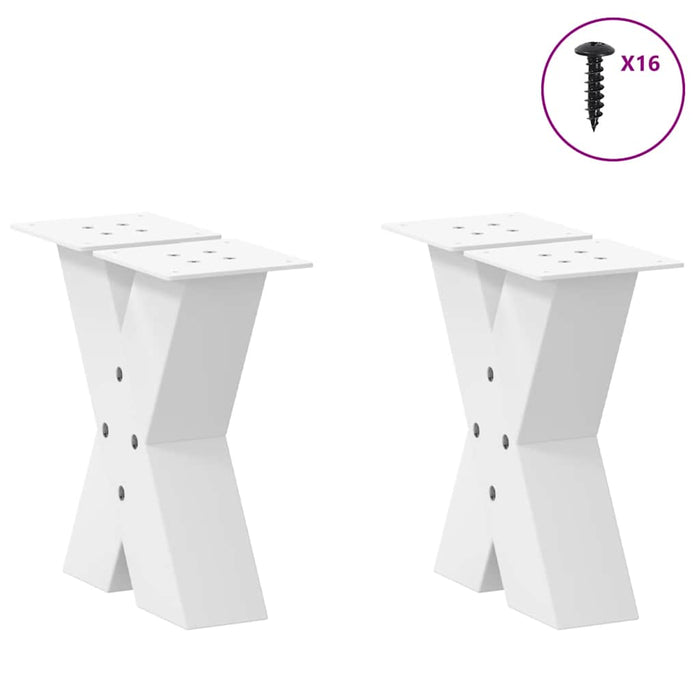 Coffee Table Legs X-Shaped 2 pcs White 30x(30-31) cm Steel