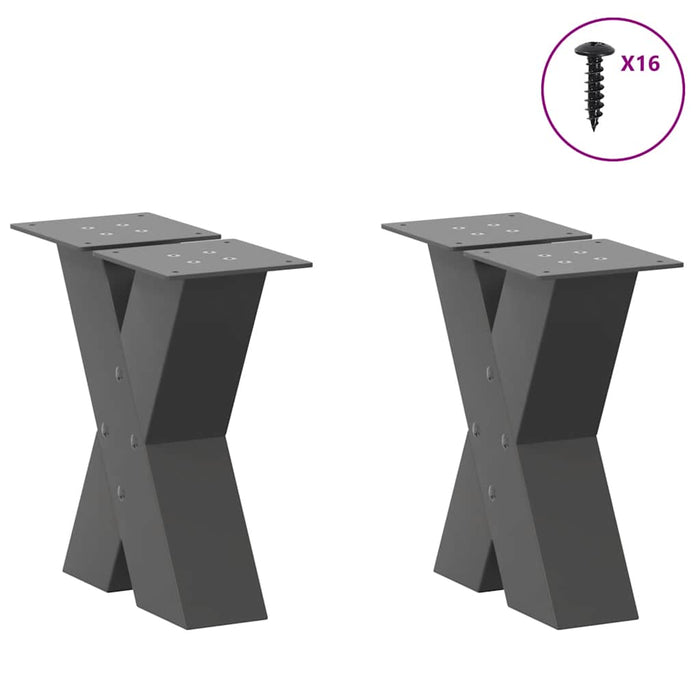 Coffee Table Legs X-Shaped 2 pcs Anthracite 30x(30-31) cm Steel