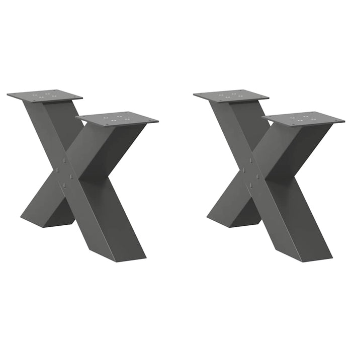 Coffee Table Legs X-Shaped 2 pcs Anthracite 50x(30-31) cm Steel