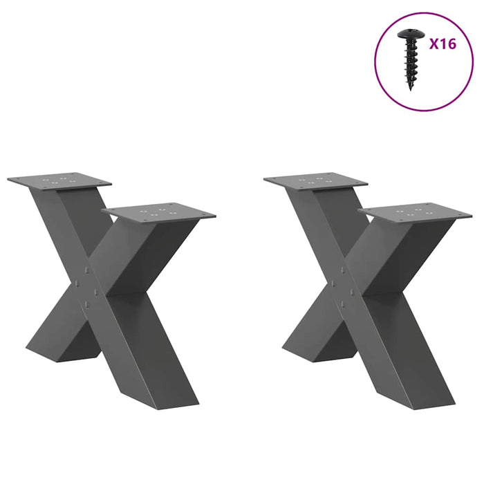 Coffee Table Legs X-Shaped 2 pcs Anthracite 50x(30-31) cm Steel