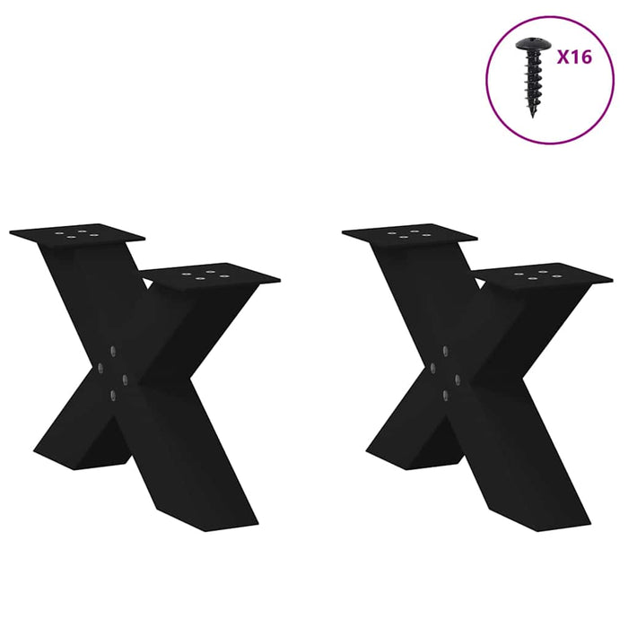 Coffee Table Legs X-Shaped 2 pcs Black 60x(30-31) cm Steel