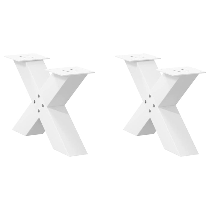 Coffee Table Legs X-Shaped 2 pcs White 60x(30-31) cm Steel