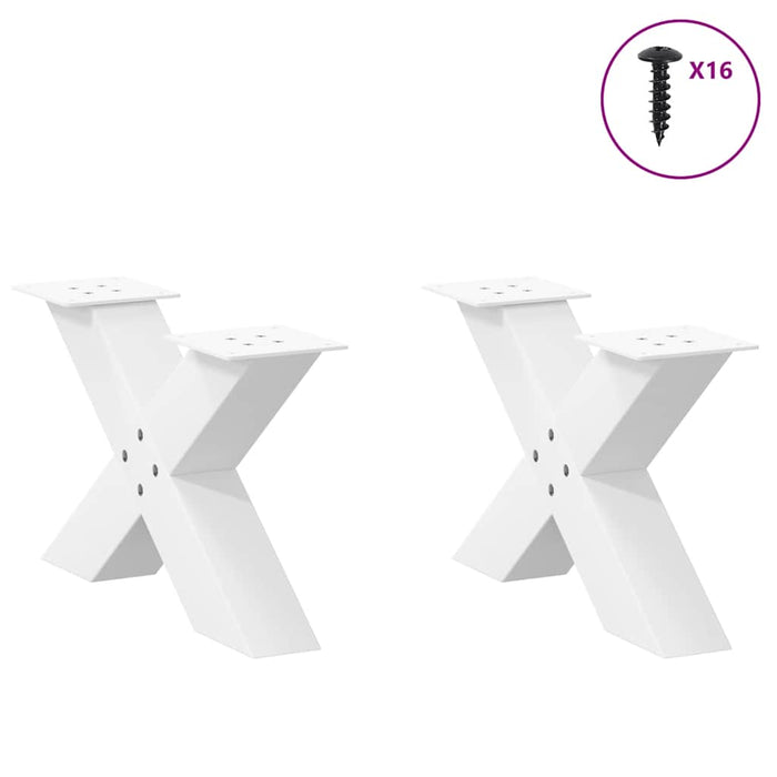 Coffee Table Legs X-Shaped 2 pcs White 60x(30-31) cm Steel