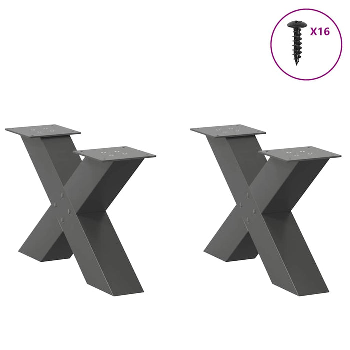 Coffee Table Legs X-Shaped 2 pcs Anthracite 60x(30-31) cm Steel