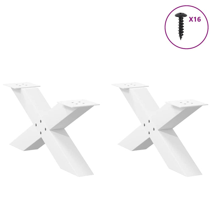 Coffee Table Legs X-Shaped 2 pcs White 70x(30-31) cm Steel