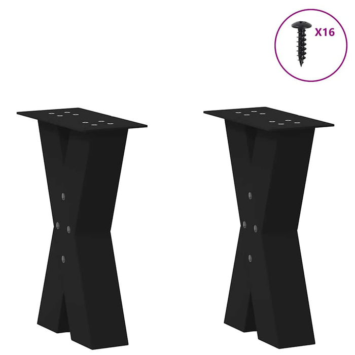 Coffee Table Legs X-Shaped 2 pcs Black 28x(42-43) cm Steel