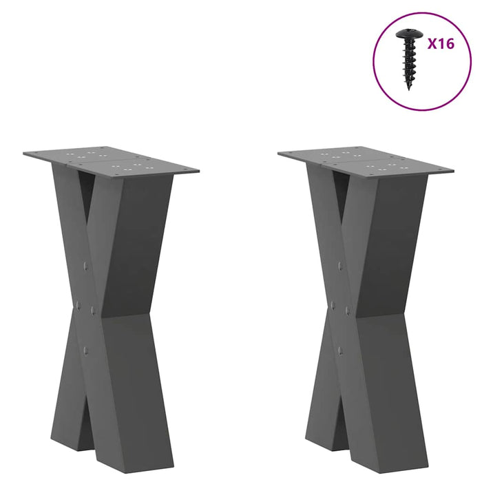 Coffee Table Legs X-Shaped 2 pcs Anthracite 28x(42-43) cm Steel