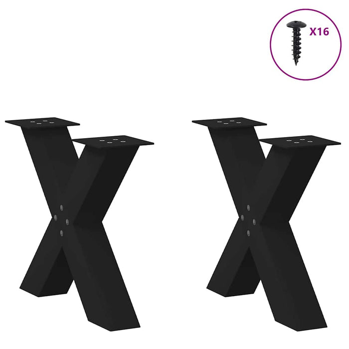 Coffee Table Legs X-Shaped 2 pcs Black 50x(42-43) cm Steel