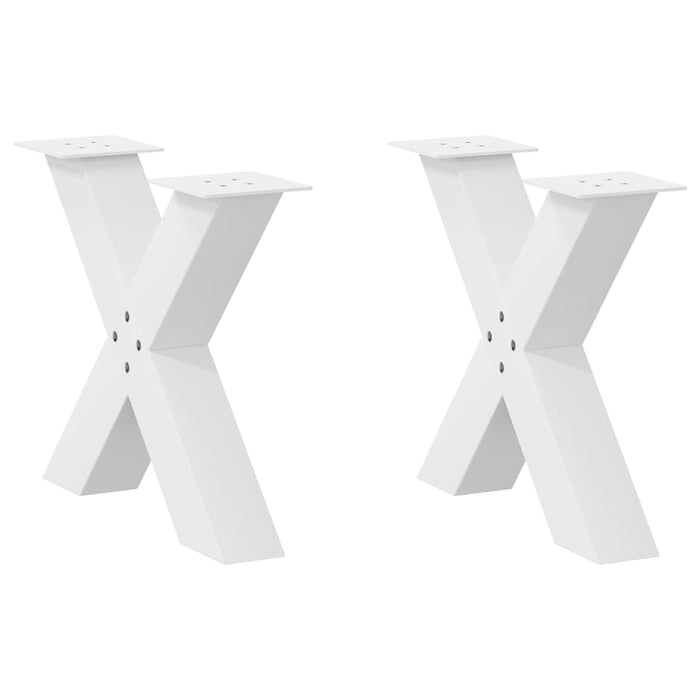 Coffee Table Legs X-Shaped 2 pcs White 50x(42-43) cm Steel