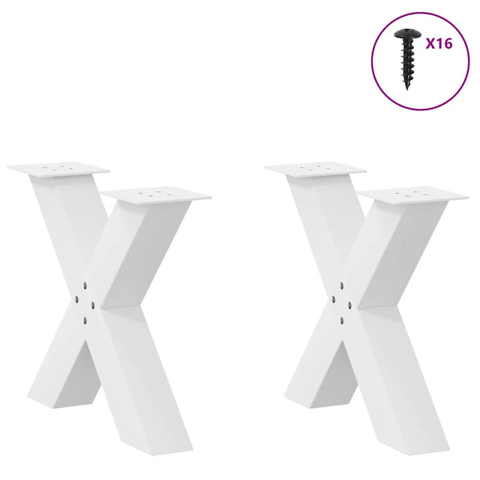 Coffee Table Legs X-Shaped 2 pcs White 50x(42-43) cm Steel