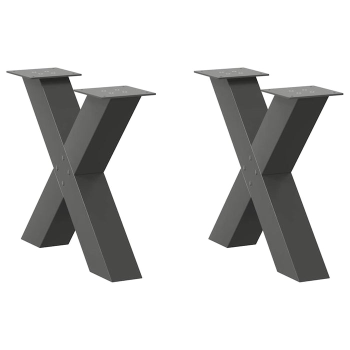 Coffee Table Legs X-Shaped 2 pcs Anthracite 50x(42-43) cm Steel