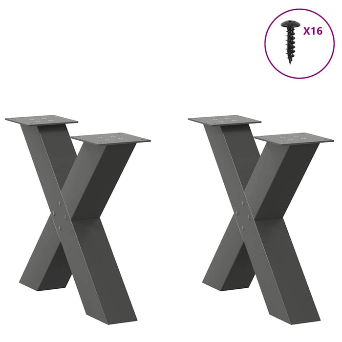 Coffee Table Legs X-Shaped 2 pcs Anthracite 50x(42-43) cm Steel