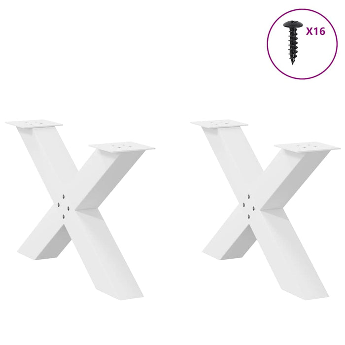 Coffee Table Legs X-Shaped 2 pcs White 70x(42-43) cm Steel