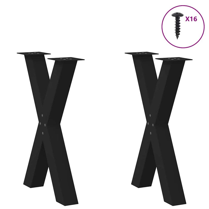 Dining Table Legs X-Shaped 2 pcs Black 50x(72-73) cm Steel