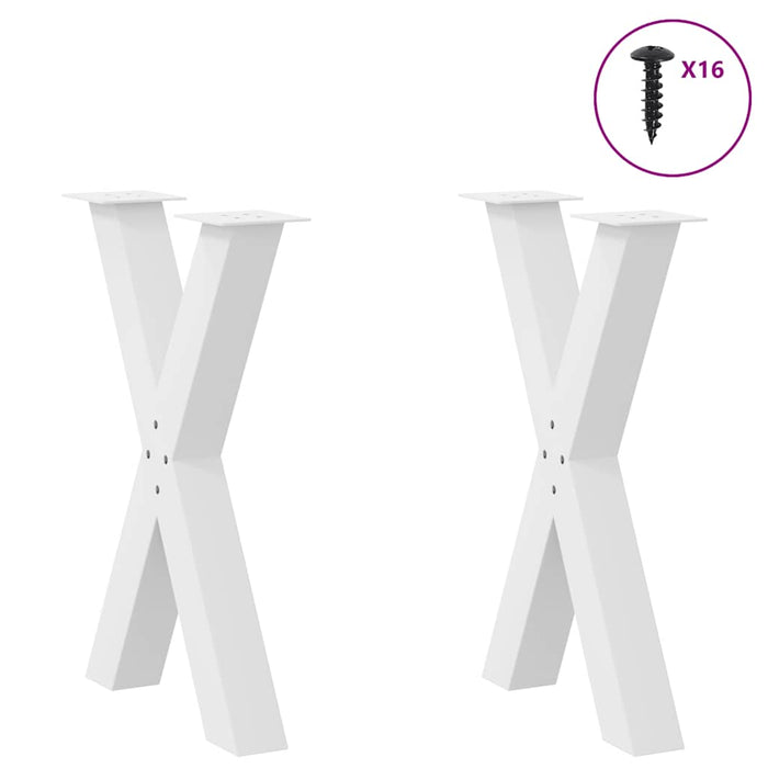 Dining Table Legs X-Shaped 2 pcs White 50x(72-73) cm Steel