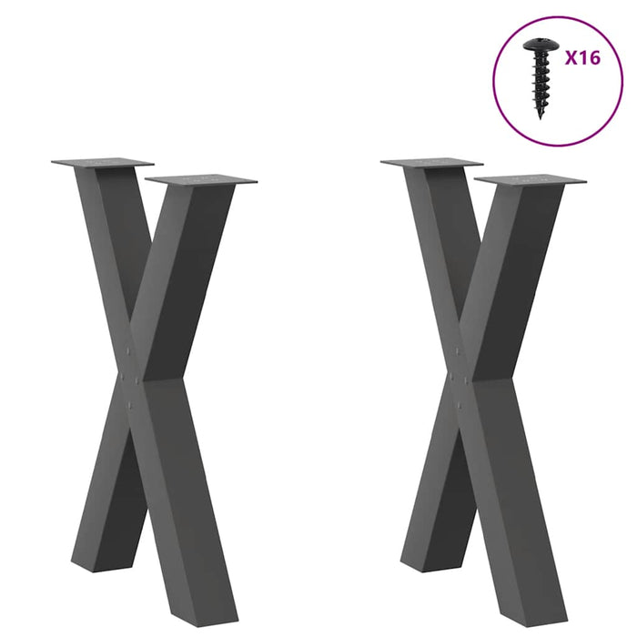 Dining Table Legs X-Shaped 2 pcs Anthracite 50x(72-73) cm Steel