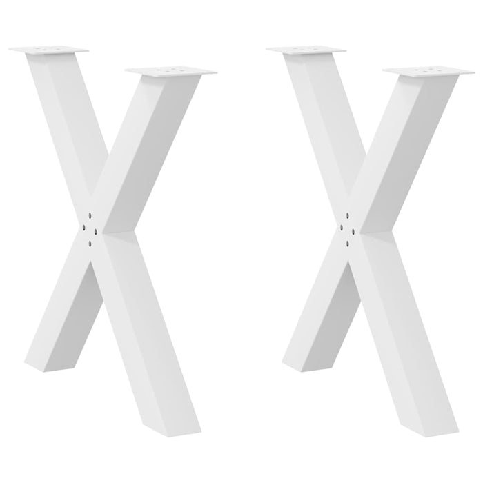 Dining Table Legs X-Shaped 2 pcs White 70x(72-73) cm Steel