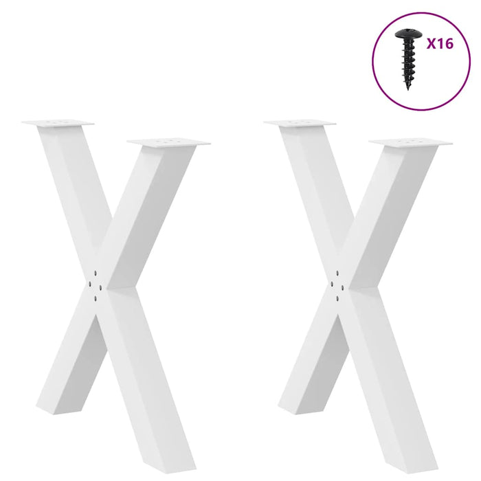 Dining Table Legs X-Shaped 2 pcs White 70x(72-73) cm Steel