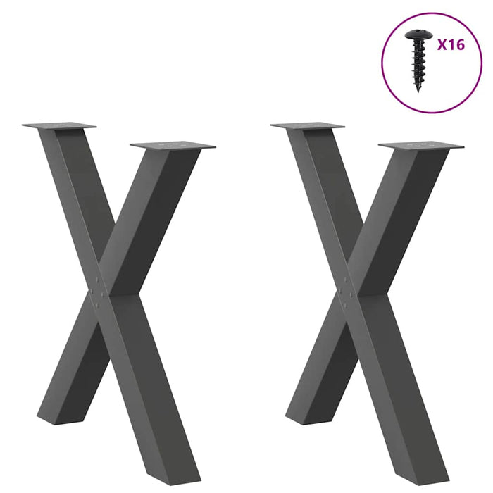 Dining Table Legs X-Shaped 2 pcs Anthracite 80x(72-73) cm Steel