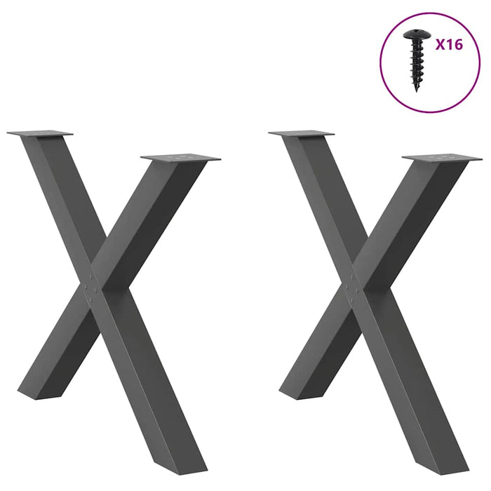 Dining Table Legs X-Shaped 2 pcs Anthracite 90x(72-73) cm Steel