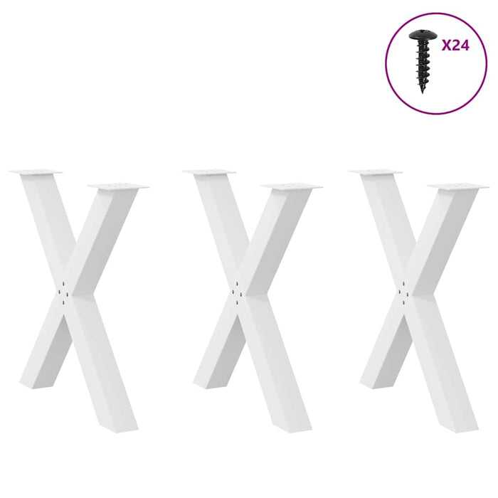 Dining Table Legs X-Shaped 3 pcs White 70x(72-73) cm Steel