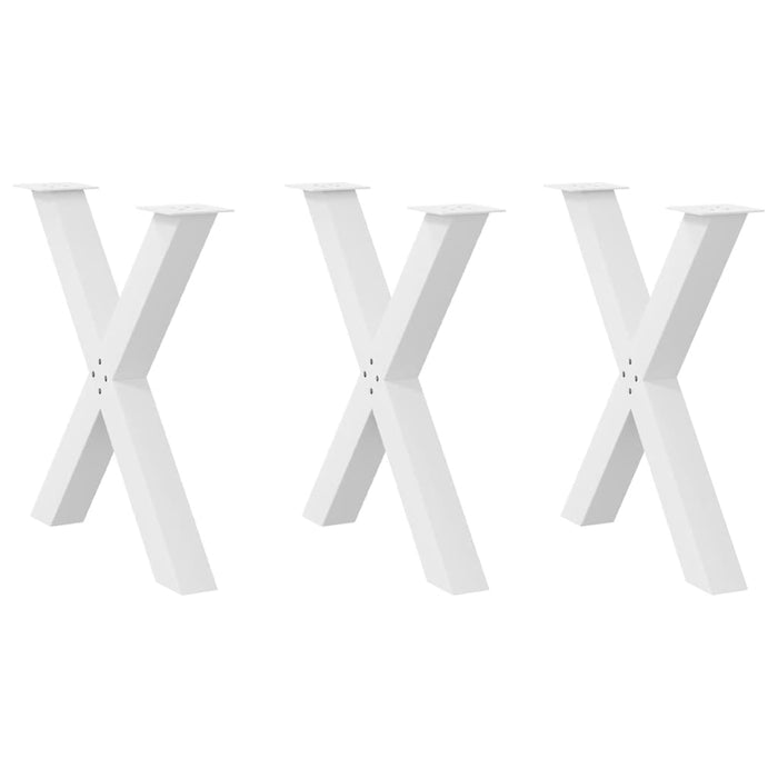 Dining Table Legs X-Shaped 3 pcs White 80x(72-73) cm Steel