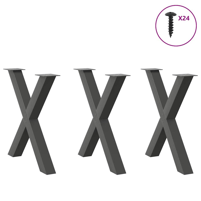 Dining Table Legs X-Shaped 3 pcs Anthracite 80x(72-73) cm Steel