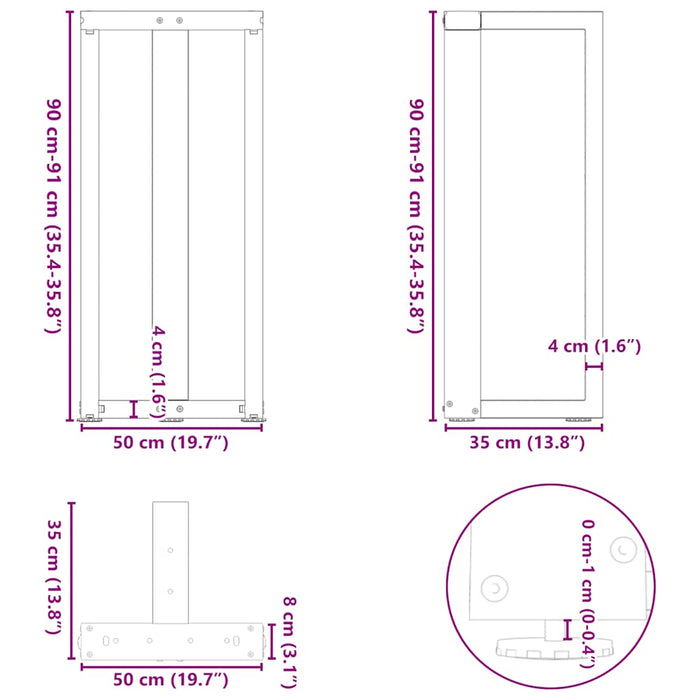 Bar Table Legs T-Shaped 2 pcs Anthracite 50x35x(90-91) cm Steel