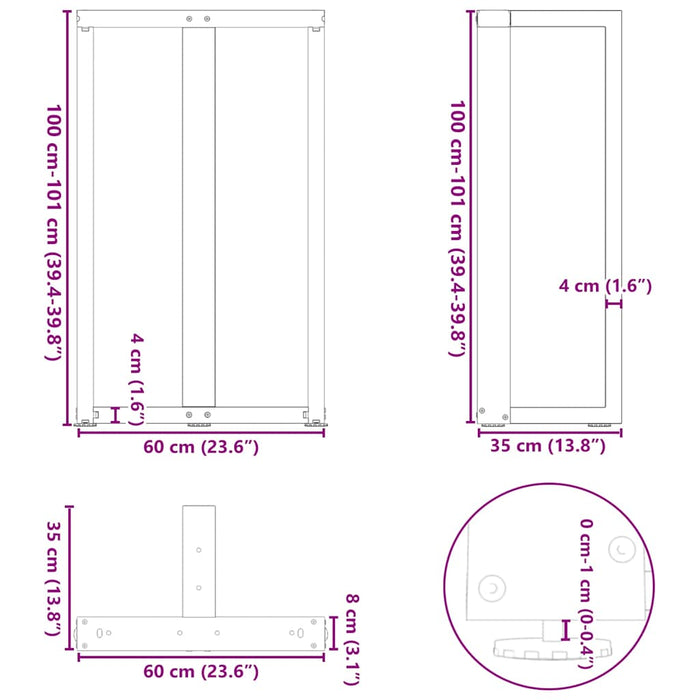 Picioare mese de bar în formă de T 2 buc Antracit 60x35x(100-101) cm Oțel