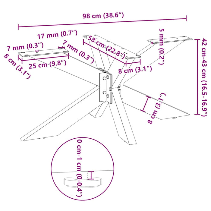 Coffee Table Leg Spider Shape White 98x58x(42-43) cm Steel