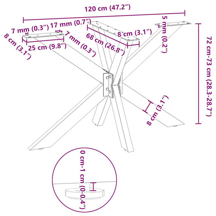 Dining Table Leg Spider Shape White 120x68x(72-73) cm Steel