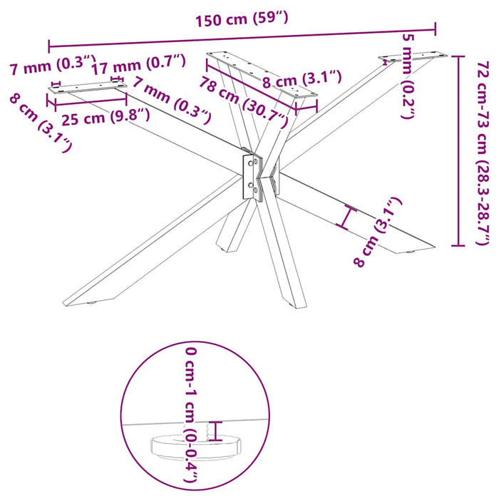 Dining Table Leg Spider Shape White 150x78x(72-73) cm Steel