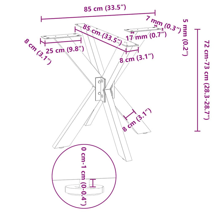Dining Table Leg Spider Shape Black 85x85x(72-73) cm Steel