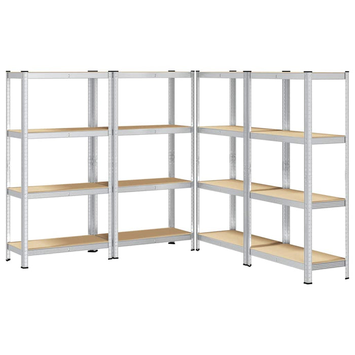 4-Layer Storage Shelves 4 pcs Silver Steel&Engineered Wood