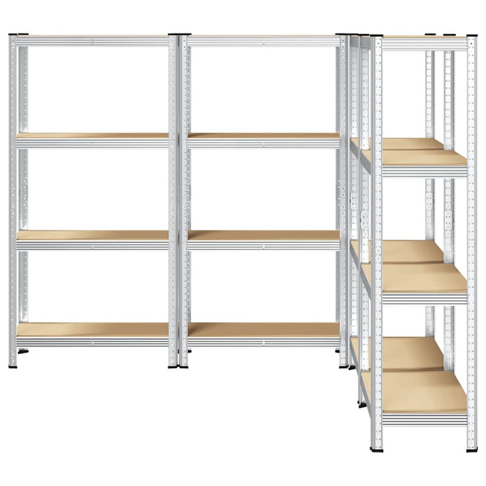 4-Layer Storage Shelves 4 pcs Silver Steel&Engineered Wood