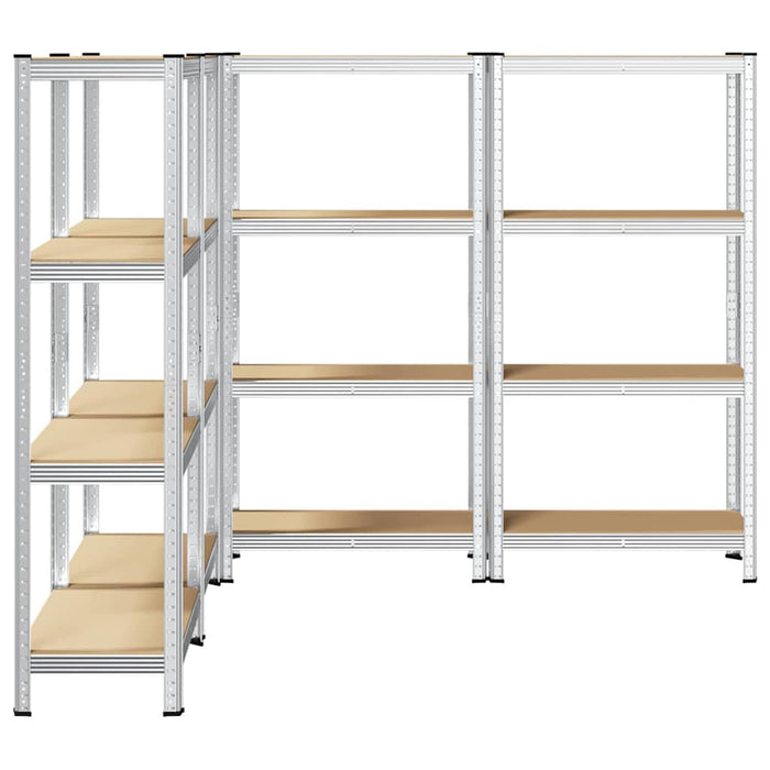 4-Layer Storage Shelves 4 pcs Silver Steel&Engineered Wood