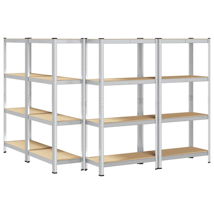 4-Layer Storage Shelves 4 pcs Silver Steel&Engineered Wood