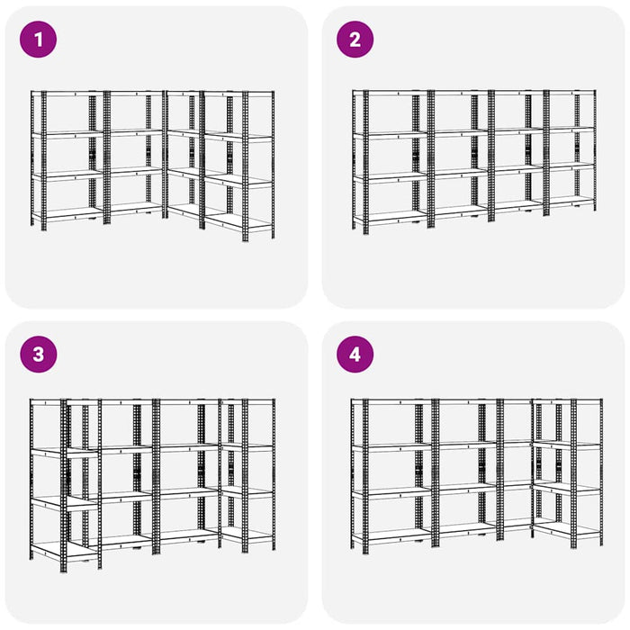 4-Layer Storage Shelves 4 pcs Silver Steel&Engineered Wood