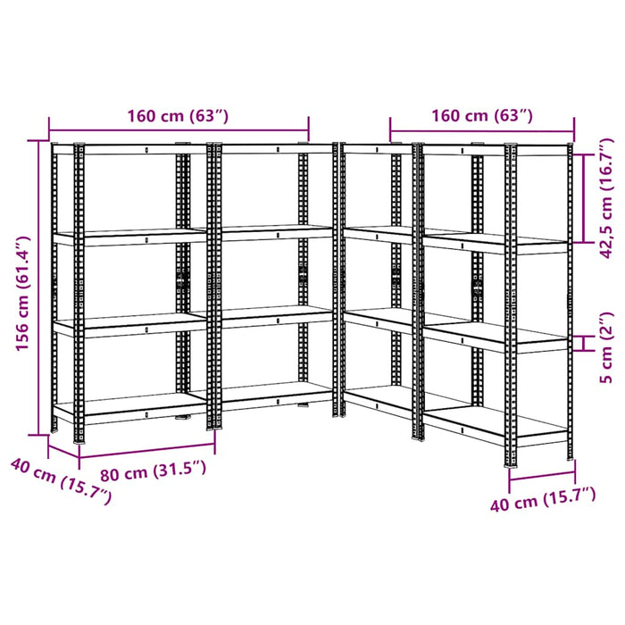 4-Layer Storage Shelves 4 pcs Silver Steel&Engineered Wood