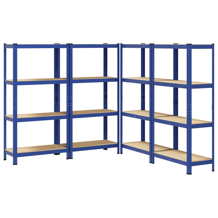 4-Layer Storage Shelves 4 pcs Blue Steel&Engineered Wood