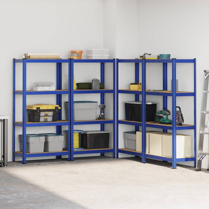 4-Layer Storage Shelves 4 pcs Blue Steel&Engineered Wood