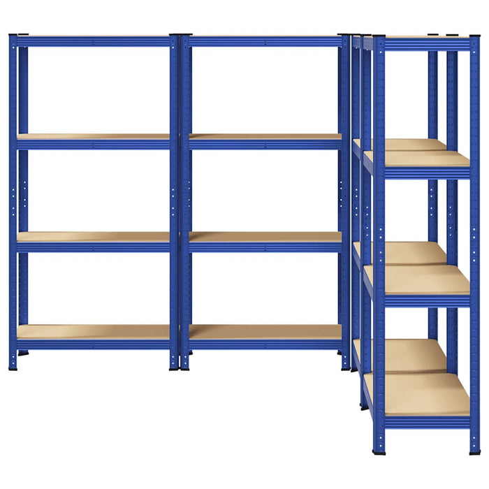 4-Layer Storage Shelves 4 pcs Blue Steel&Engineered Wood