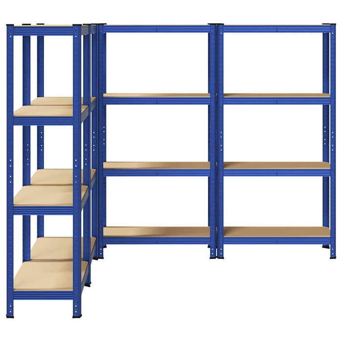 4-Layer Storage Shelves 4 pcs Blue Steel&Engineered Wood